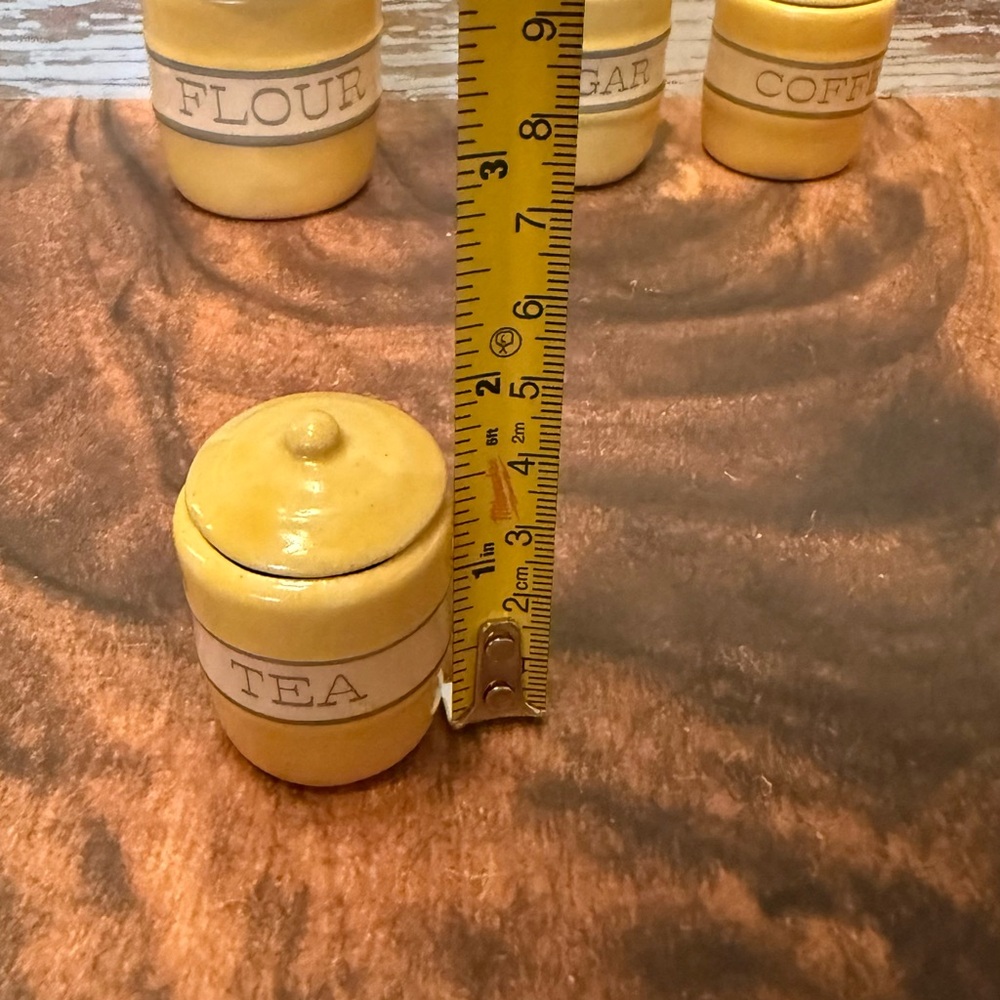 THT 1994 Tender Heart Treasure Miniature Yellow Canisters Pottery Yellow - Picture 9 of 10